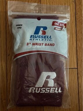 Vintage Russell Athletic 3" Maroon Wrist Band - One Size
